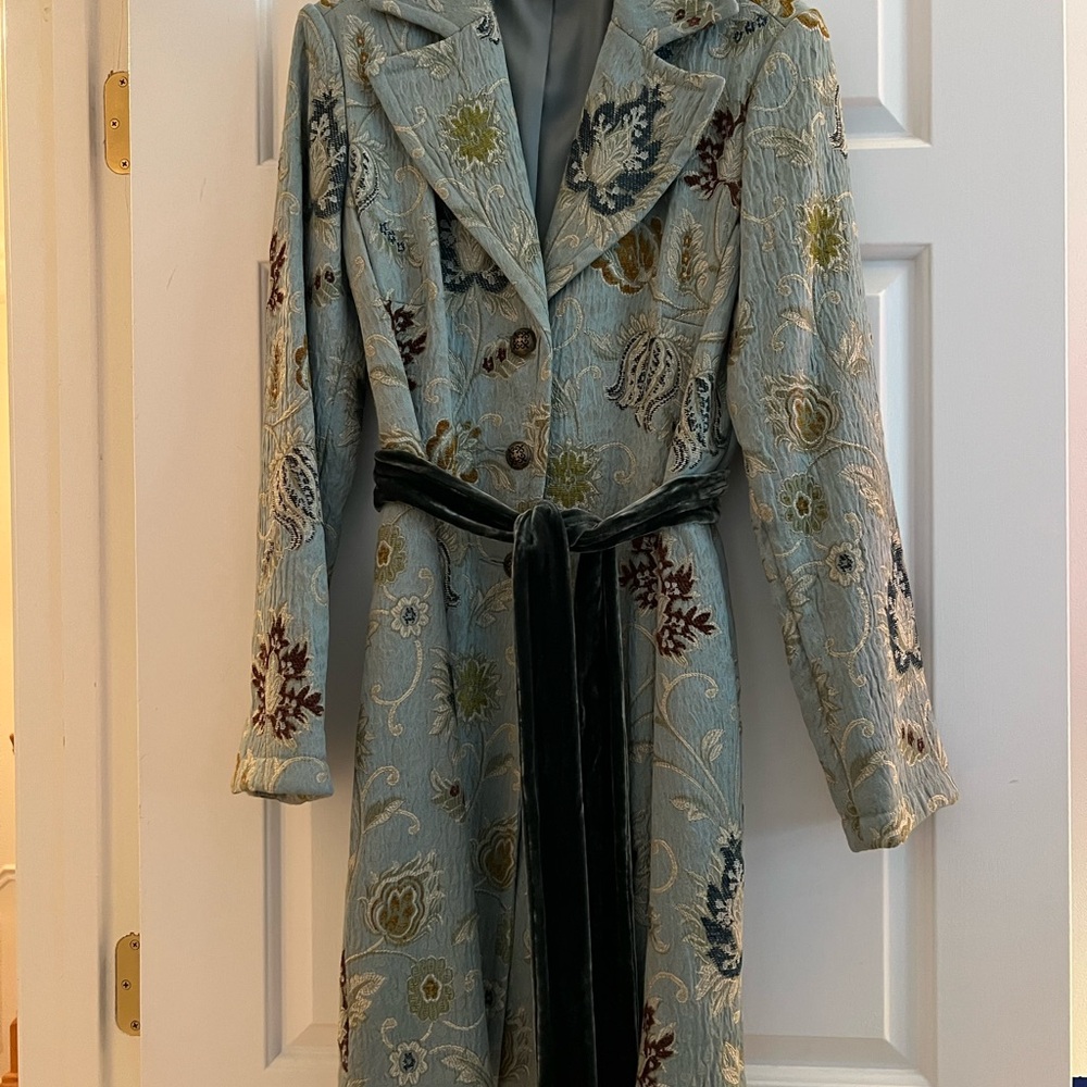 CAbi jacquard coat light teal -size 6